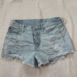 American Eagle Distressed Light Blue Denim Shorts